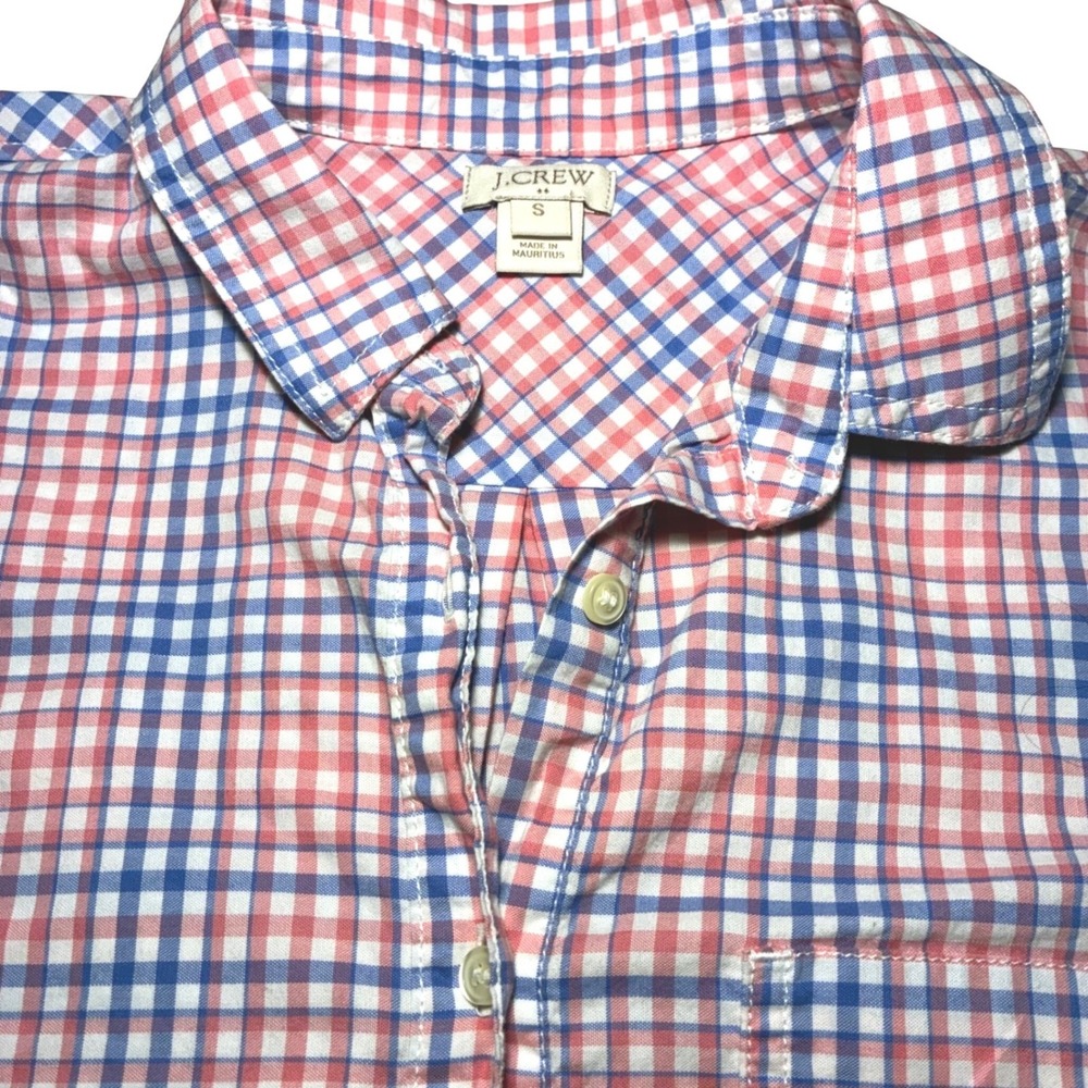 J.Crew Popover Shirt Size S | Pink Blue Gingham Half Placket Tunic style